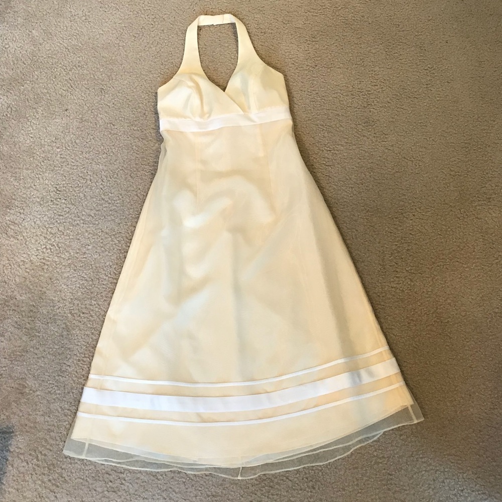 Halter Organza Ribbon Dress Light yellow